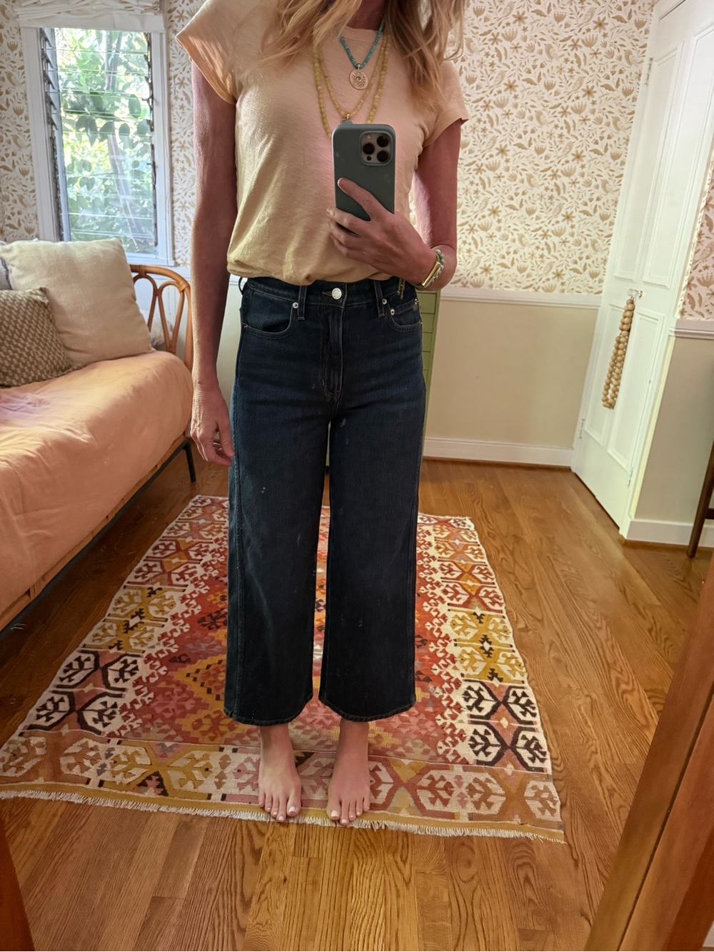 Apiece Apart Dark Blue Wide-Leg High-Rise Jeans - Picture 7 of 7